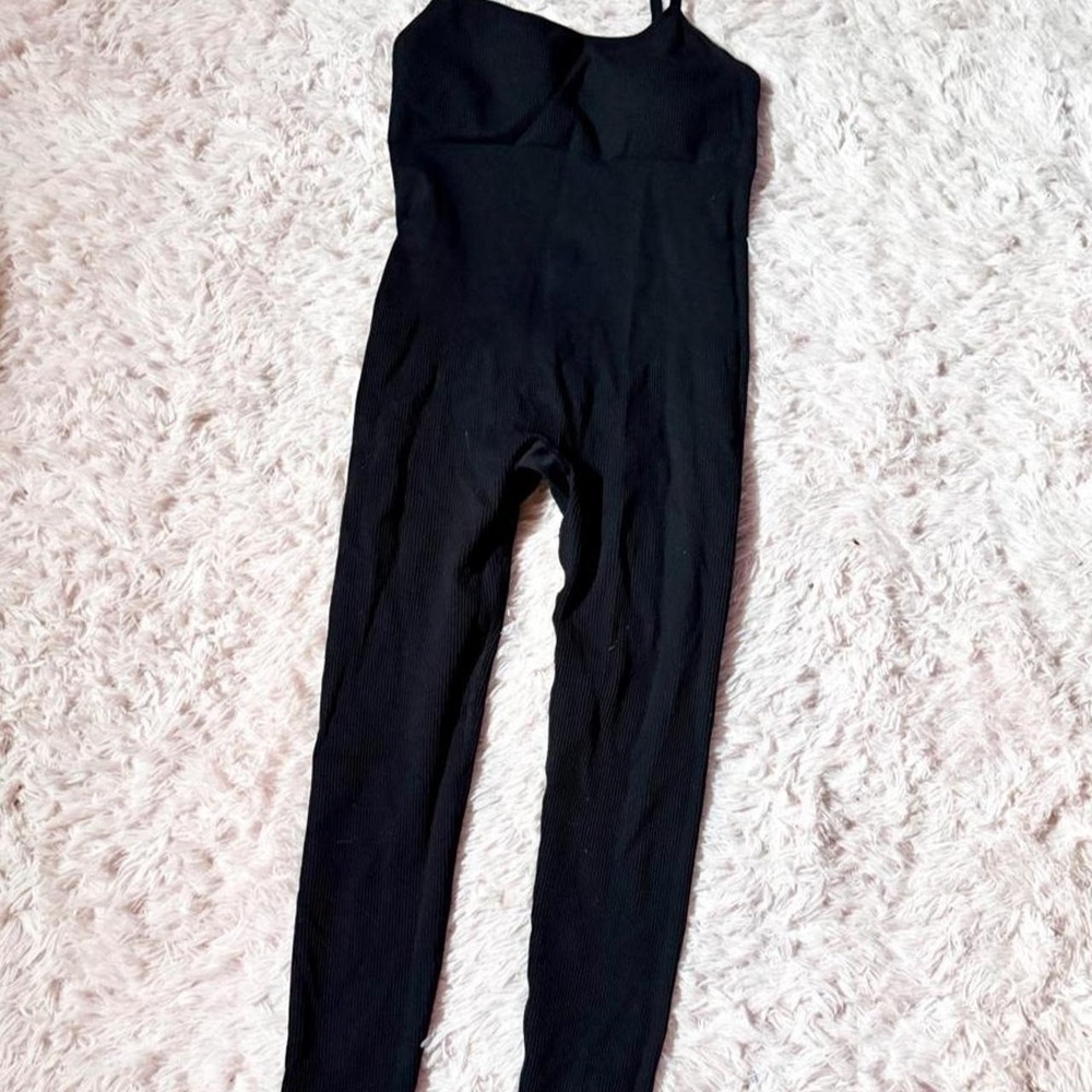 Black Ribbed Stretch Slimming Jumpsuit Womens 3X Urban Grunge Hiphop‎ Streetwear